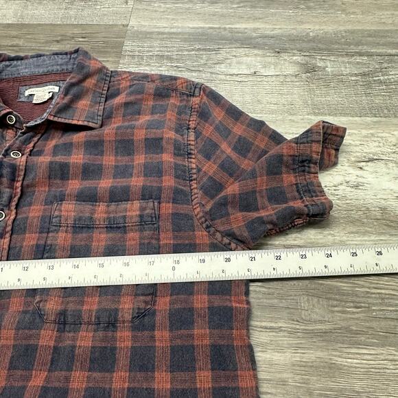 Carbon2Cobalt Red Gray Mens M Relaxed Fit Textured Plaid Rugged Button Up Shirt‎ - Picture 6 of 9